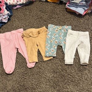Set of Four Baby Leggings in Pink, Tan, Blue, and Gray